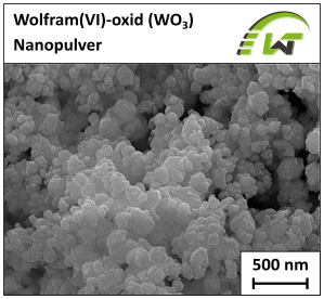 REM-Aufnahme eines am LWT analysierten Wolfram-oxid Nanopulvers.